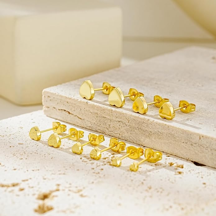 JINERA 5 Pairs Stud Earrings for Women 14K Plated Gold/Silver Pearl Ball Small Stud Earrings Set Cartilage Piercing Hypoallergenic Lightweight Flatback Earrings Jewelry Gifts for Women