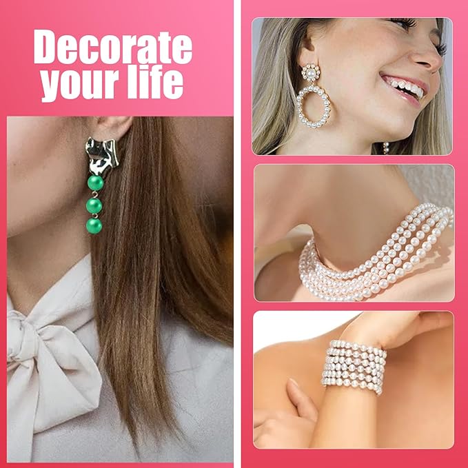 2000 PCS Pearl Beads for Jewelry Making, 6mm Colorful Plastic Beads for DIY Crafting Bracelets, Necklaces, Earrings