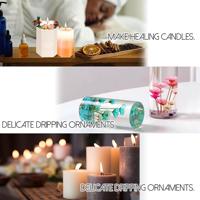 EuTengHao Cylinder & Hexagon Candle Silicone Resin Mold for Scented Candle, Soap - Reusable, Fashionable & Easy Release for DIY Crafts, Home Decoration, Holiday Gifts (6 Packs)