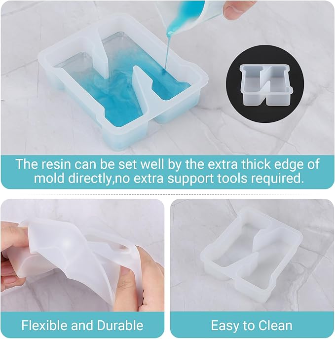 Gartful Resin Letter Molds for Casting, N Capital Alphabet Resin Silicone Molds for Epoxy, Thick 3D Silicone Letter Molds for Making Letters, Word Sign Art, DIY Crafts, Making Candle, Party Home Decor