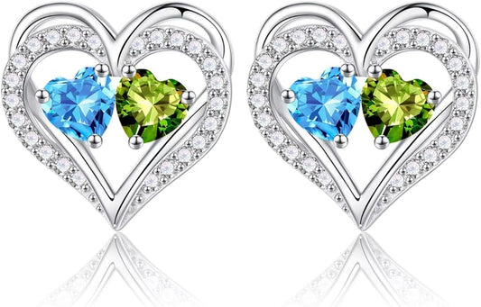 Iefil Valentines Day Gifts for Her - 925 Sterling Silver Birthstone Earrings, Anniversary Birthday Gifts for Women Wife Girlfriend Mom