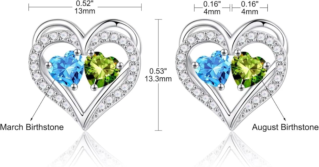 Iefil Valentines Day Gifts for Her - 925 Sterling Silver Birthstone Earrings, Anniversary Birthday Gifts for Women Wife Girlfriend Mom