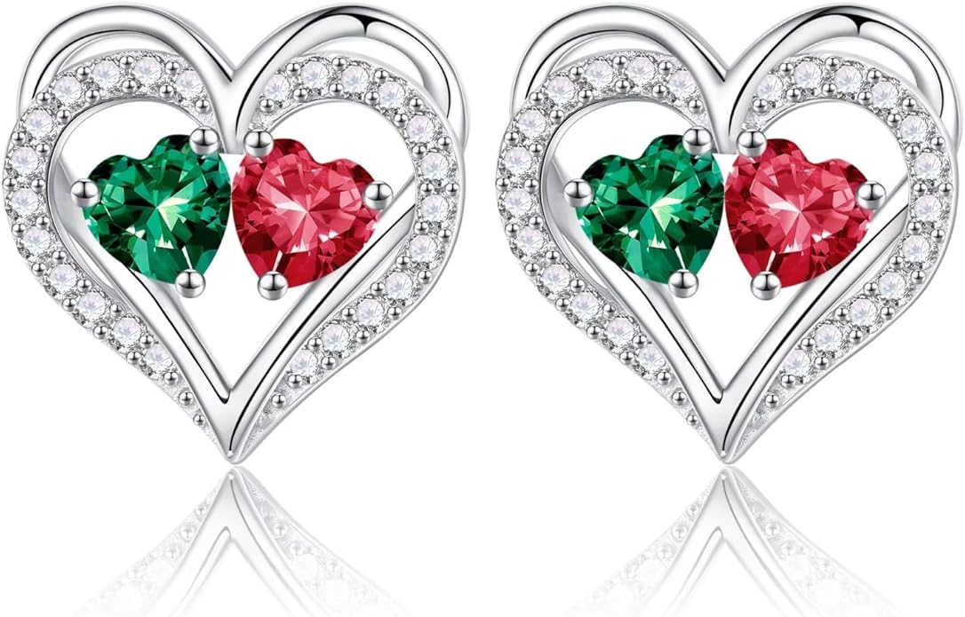 Iefil Valentines Day Gifts for Her - 925 Sterling Silver Birthstone Earrings, Anniversary Birthday Gifts for Women Wife Girlfriend Mom