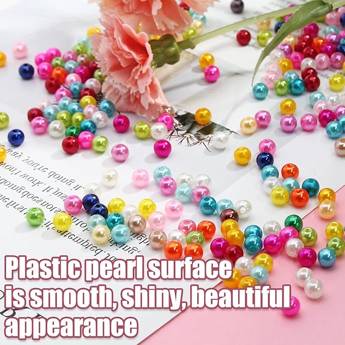 2000 PCS Pearl Beads for Jewelry Making, 6mm Colorful Plastic Beads for DIY Crafting Bracelets, Necklaces, Earrings