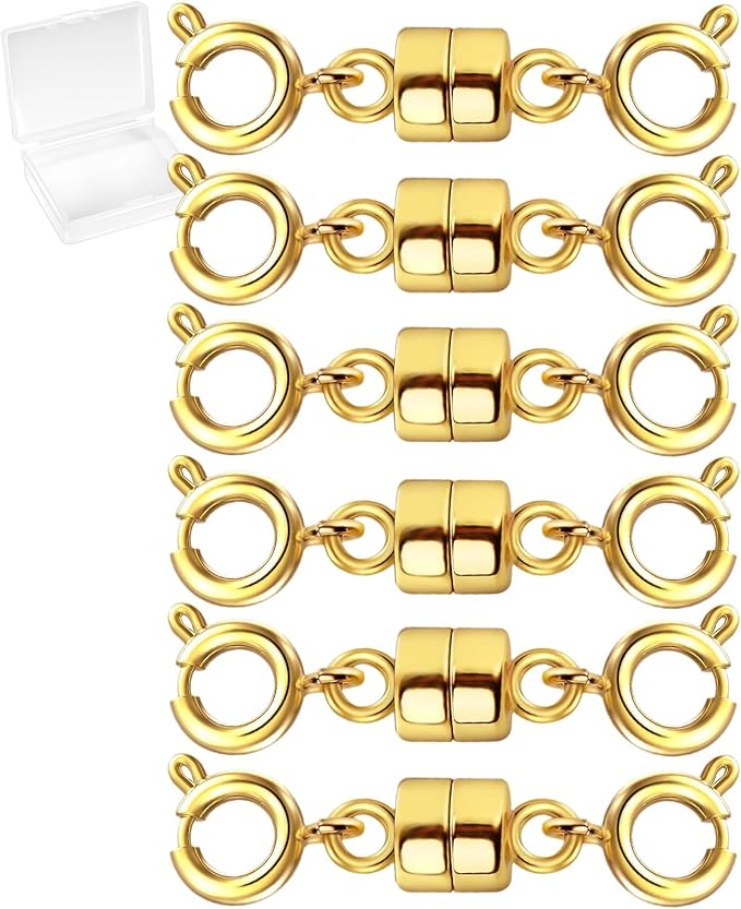 Double Magnetic Necklace Clasps and Closures, Necklace Extenders for Women, 14K Gold and Silver Magnetic Jewelry Clasps for Bracelets