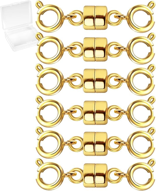 Double Magnetic Necklace Clasps and Closures, Necklace Extenders for Women, 14K Gold and Silver Magnetic Jewelry Clasps for Bracelets