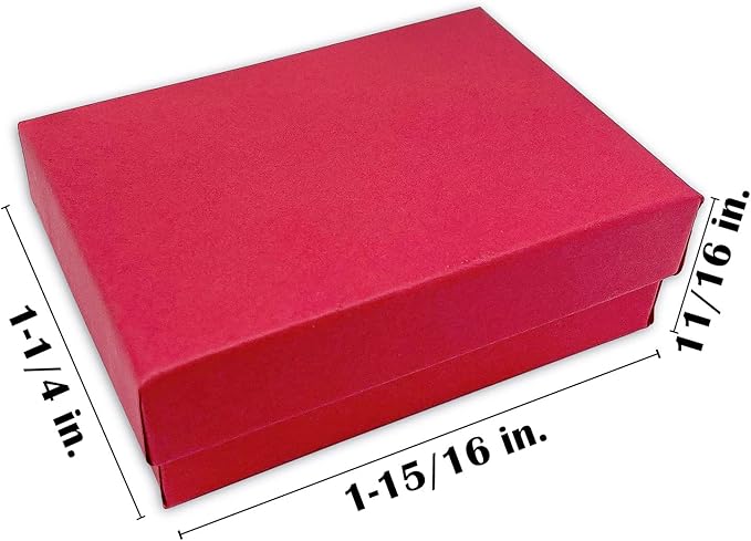 TheDisplayGuys - 25-Pack #10 Cotton Filled Cardboard Paper Jewelry Boxes Gift Case - Matte Red (1.9" x 1.3" x 0.7") - for Shipping or Storage