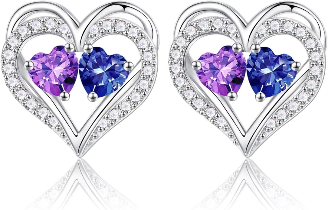 Iefil Valentines Day Gifts for Her - 925 Sterling Silver Birthstone Earrings, Anniversary Birthday Gifts for Women Wife Girlfriend Mom