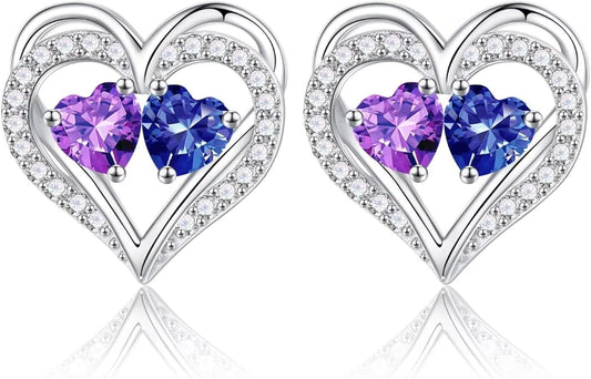 Iefil Valentines Day Gifts for Her - 925 Sterling Silver Birthstone Earrings, Anniversary Birthday Gifts for Women Wife Girlfriend Mom