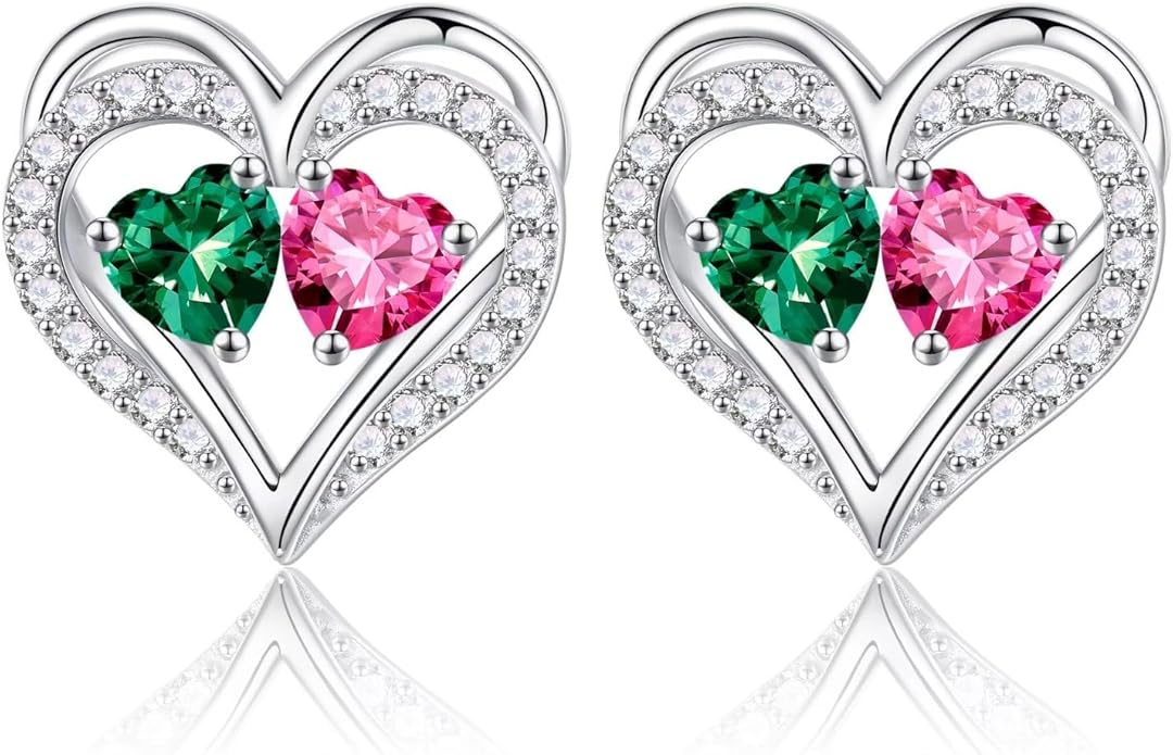 Iefil Valentines Day Gifts for Her - 925 Sterling Silver Birthstone Earrings, Anniversary Birthday Gifts for Women Wife Girlfriend Mom