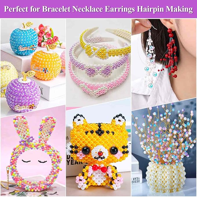 Audab 2240Pcs Pearl Beads for Jewelry Making 28 Colors, Colored Pearl Beads for Bracelets Making, 6mm Shiny Beads Small Round Pearl Bracelet Beads for Crafts, Jewelry Making and for Bracelets Making