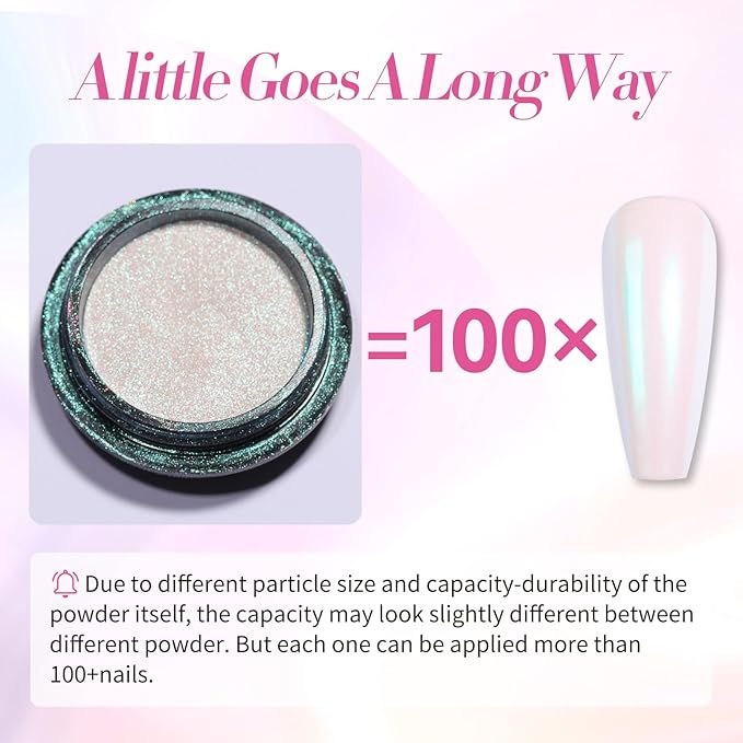 Born Pretty Chrome Nail Powder Metallic Mirror Effect Pigment Iridescent Mermaid Pearl Auroras Nail Powder Glitter Dust Kit for Gel Polish Nail Art Decoration