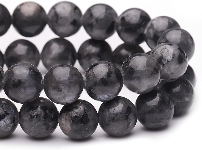 8mm Natural Stone Beads for Jewelry Making,Larvikite Labradorite Polished Smooth Round Gemstone Beads for Bracelet Necklace 15 Inch