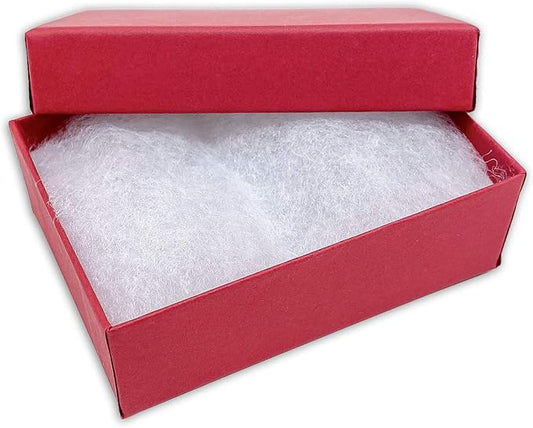 TheDisplayGuys - 100-Pack #32 Cotton Filled Cardboard Paper Jewelry Boxes Gift Case - Matte Red (3.3" x 2.3" x 1.0") - for Shipping or Storage