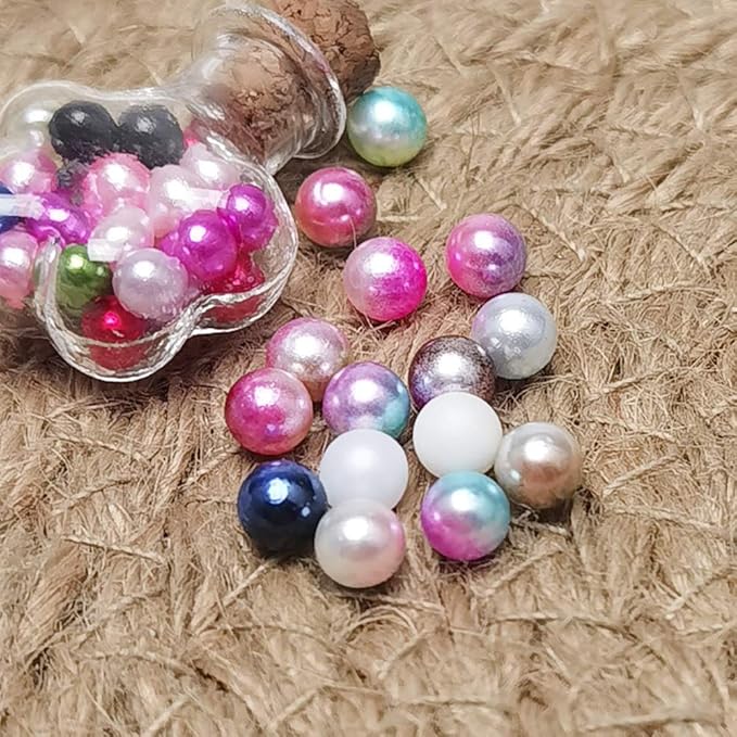 Chenkou Craft 1050pcs 6mm Assorted 15 Colors No Hole Round Ball Bead Scrapbooking Craft DIY Beads Decoration + Plastic Box (Gradient Colors, 6mm)