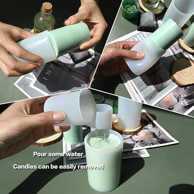 Cylinder Molds for Candle Making,4 Inch and 3.5 Inch Candle Making Molds Silicone,Large Pillar Silicone Molds for Aromatherapy Candles,Epoxy Resin,Casting,Wax, Soaps, Flower Specimen, DIY Clay Craft