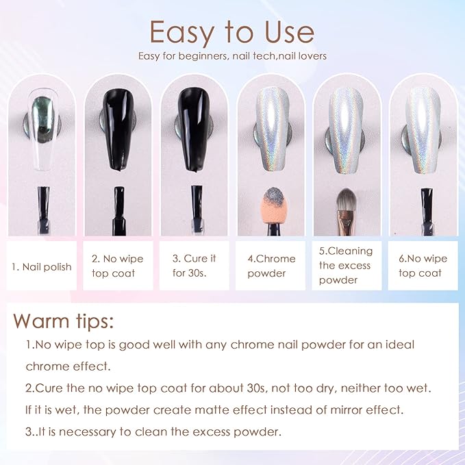 Laza Chrome Nail Powder Mirror Effect Metallic Dust Holographic Glitter Glazed Manicure Decoration Reflective Pigment for DIY Gel Polish Nail Art, Resin Craft, Gifts - Royal Blue