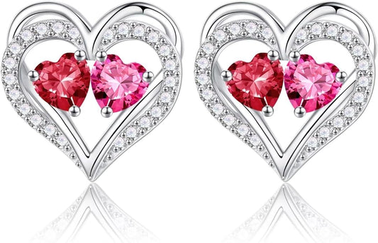 Iefil Valentines Day Gifts for Her - 925 Sterling Silver Birthstone Earrings, Anniversary Birthday Gifts for Women Wife Girlfriend Mom