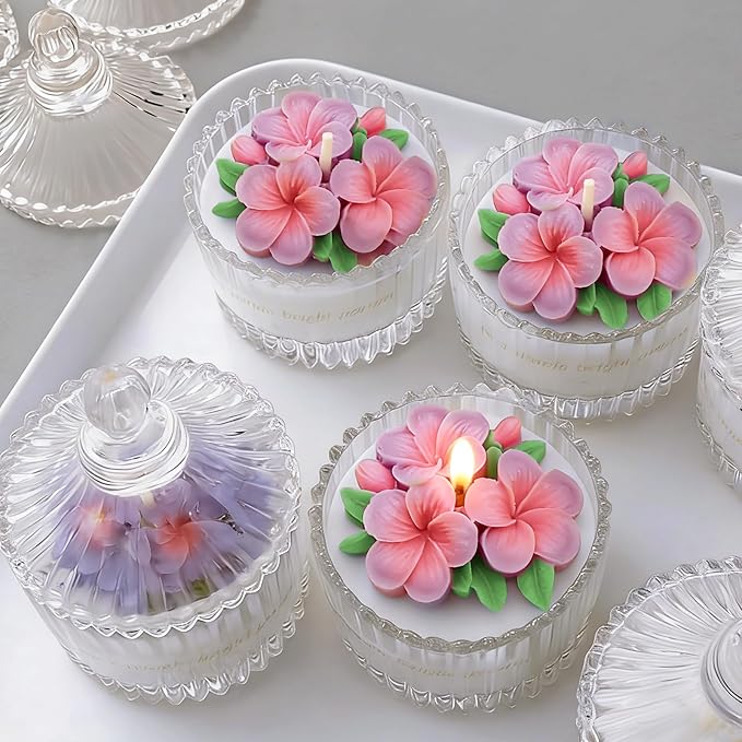 Plumeria Flower Silicone Molds, Plumeria Floral Molds for Candle Wax Making Handmade Soap Aromatherapy Gypsum Polymer Clay Craft Decoration Fondant Mold