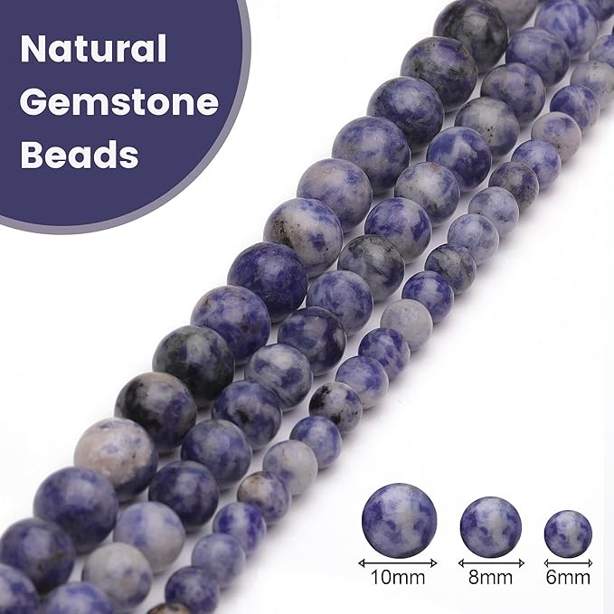 10mm Natural Stone Beads for Jewelry Making,Blue Sodalite Polished Smooth Round Gemstone Beads for Bracelet Necklace 15 Inch