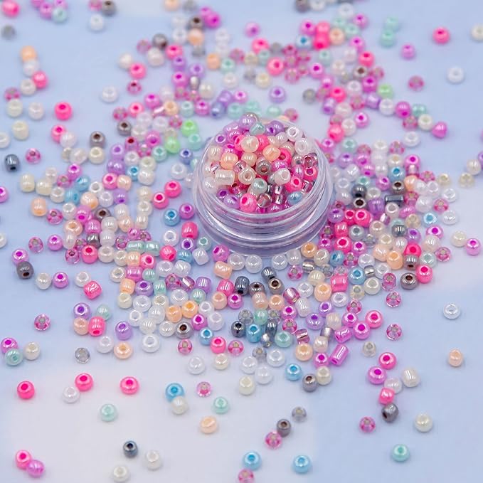 EuTengHao 18000Pcs Pony Seed Beads 2mm Glass Beads Waist Beads with Tweezers Strings for DIY Bracelet Necklaces Earring Jewelry Making Crafts (750 Per Color, 24 Colors)