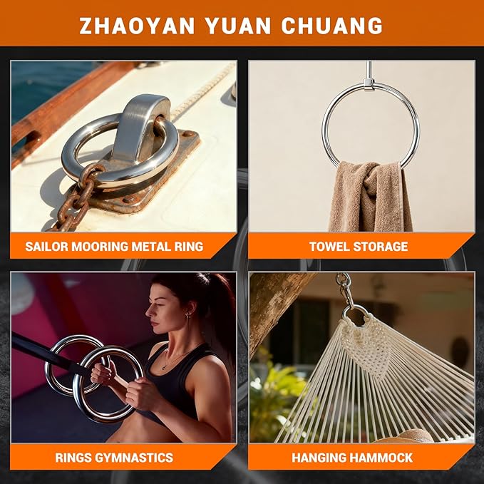 ZUSFUL 0.59 inch Metal O Rings,Stainless Steel Round Ring Buckles 7/64" Wire Diameter,metal rings for crafts,Solid Welded Loop(16, ID7/64*D0.59（15mm)