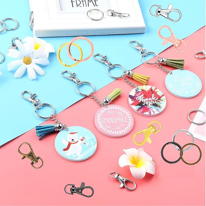 100 Pcs Keychain Hooks with Key Rings, Keychain Clip Hooks with Rings for Lanyard Jewelry Making DIY Crafts(50 Pcs Metal Lobster Claw Clasps + 50 Pcs Flat Key Rings) (Rose Gold)