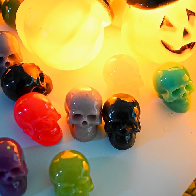 10 PCS Mini Skull Resin Molds, Halloween Silicone Molds for Epoxy Resin Casting Arts Crafts, Little Skull Mold for Keychain Bracelet Earrings Jewelry Cute Candle String Lights Making Halloween Decor