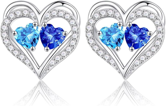 Iefil Valentines Day Gifts for Her - 925 Sterling Silver Birthstone Earrings, Anniversary Birthday Gifts for Women Wife Girlfriend Mom