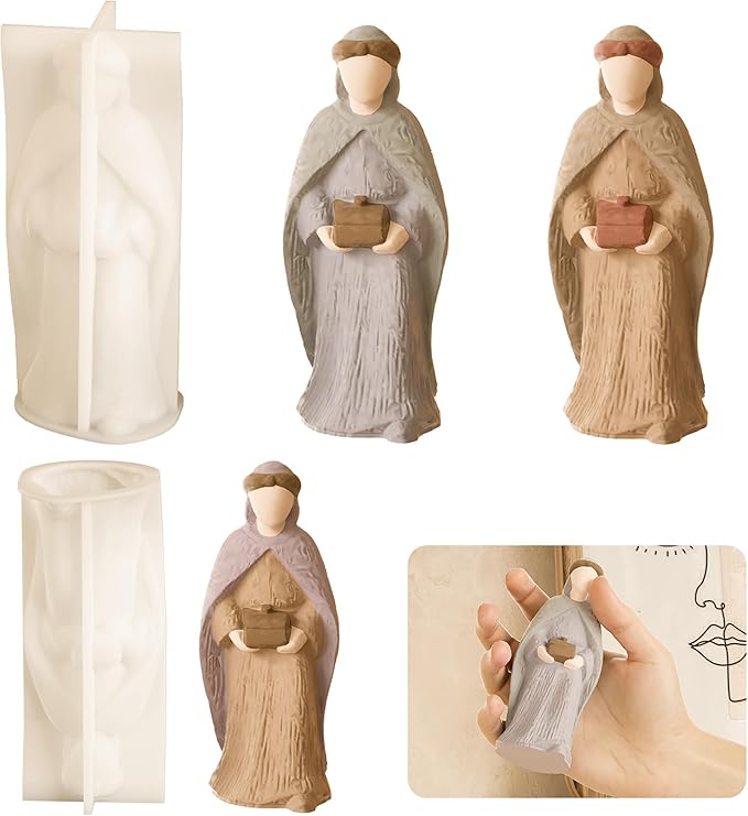 Nativity Scene Molds - Jesus, Maria, Angel & Nativity Designs - Resin Casting & Silicone Molds for Candle Making & Home Decor Wave Candle Mold