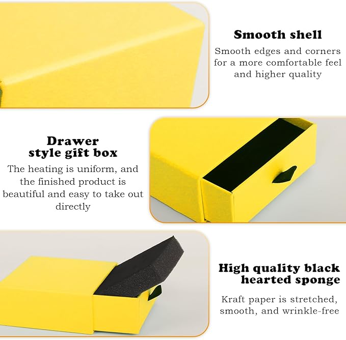 Nsmykhg Jewelry Gift Box Velvet-Lined,12 Pack Compact Drawer Style for Earrings & Rings, Necklace & Bracelet Organizer, 3.93x3.93x1.65 Inches, Stackable Elegant Jewelry Display & Storage Box (Yellow)