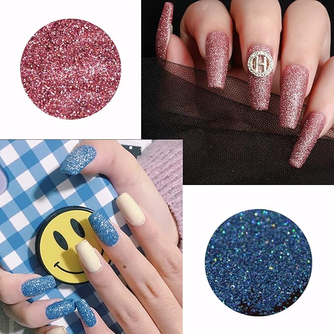 12 Colors Chrome Glitter Nail Powder, Holographic Laser Sparkly Nail Pigments Nail Art Designs, Women Manicure Tips Charms Decorations, Acrylic Nails Powder for Nail Art Gel Polish Dipping Liquid