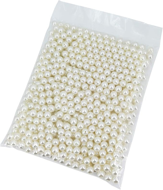 INSPIRELLE 600pcs 10mm Ivory Art Faux Pearl Beads ABS Round Loose Spacer Beads for DIY Craft Necklaces Bracelets Jewelry Making