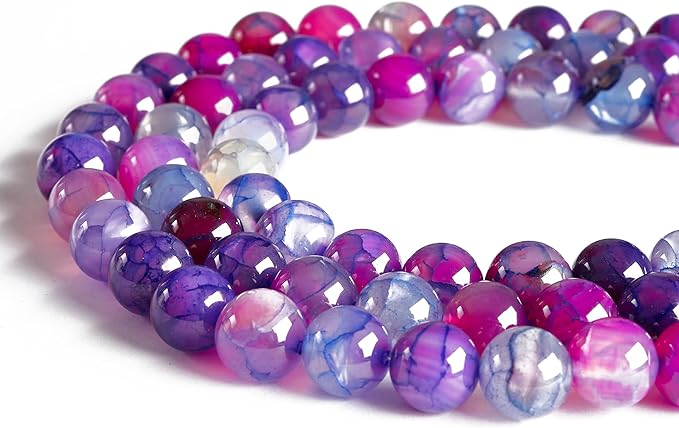 100pcs 6mm Purple Dragon Vein Agate Beads Natural Gemstone Beads Round Loose Beads for Jewelry Making