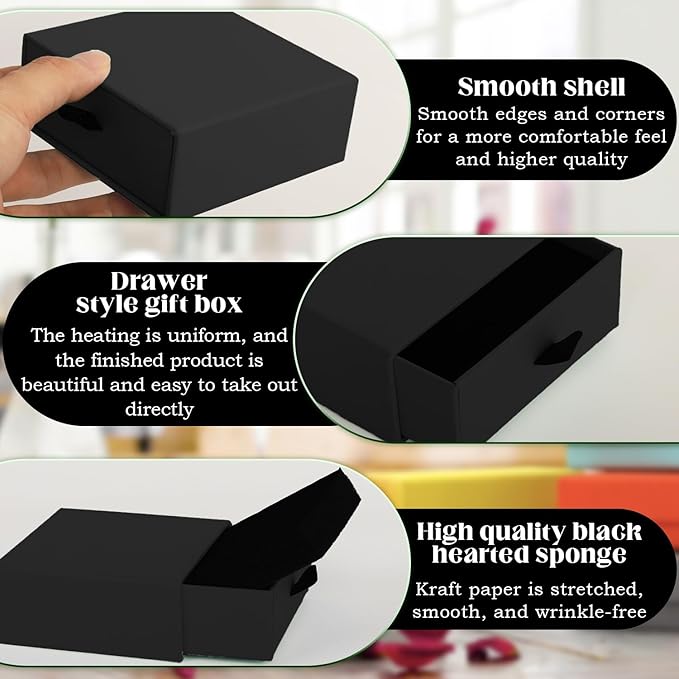 Coobbar Luxury Velvet-Lined Jewelry Gift Box 12-Pack, Compact Drawer Style Organizer for Earrings & Rings, Elegant Bracelet Display Box, Small Jewelry Storage Box, 3.5x3.5x1.26 Inches (Black)