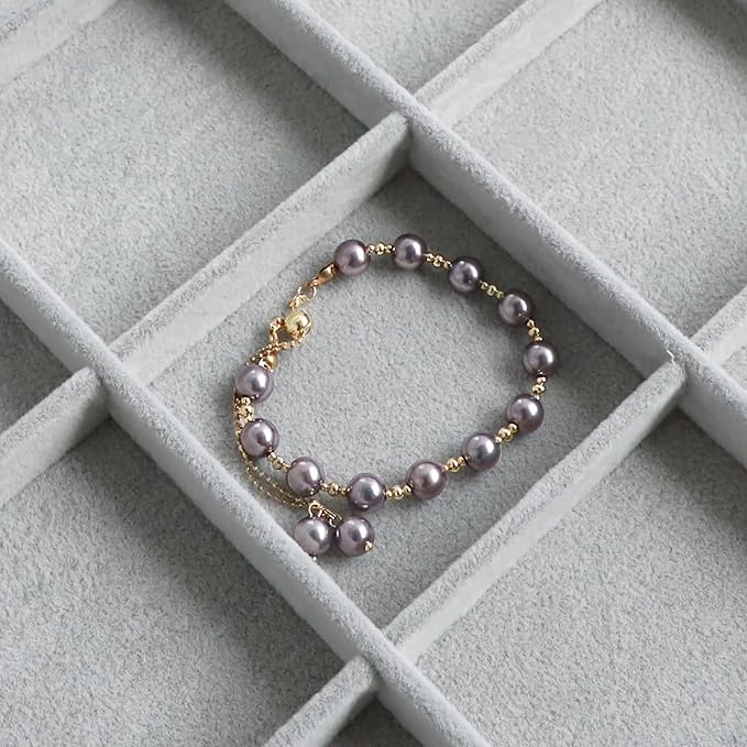 Wudygirl 12 Grid Jewelry Organizer Velvet Jewelry Tray with Clear Lid Jewelry Box Bracelet Holder Display Case Storage Bracelets Rings Earrings Organizer (12 Grid)