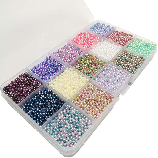 Chenkou Craft 12000pcs 2.8mm Assorted 15 Gradient Colors No Hole Round Ball Bead Scrapbooking Craft DIY Beads Decoration + Plastic Box (Gradient Colors, 2.8mm)