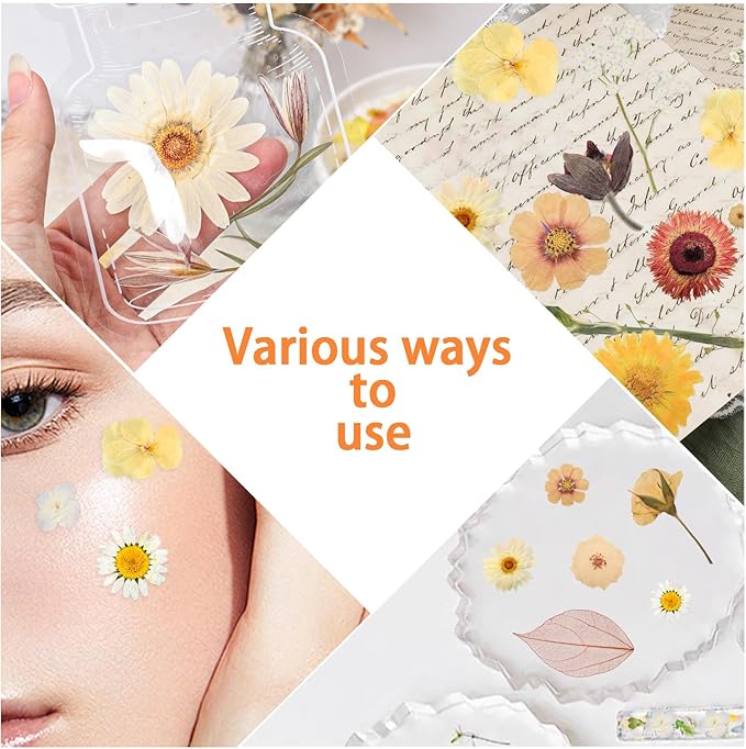 Dried Pressed Flowers Real Pressed Flowers Natural Dry Leaves Bulk Mixed Colorful Herbs Kit with Tweezers for Scrapbooking DIY Candle Jewelry Crafts Making Nails (Vintage Colors)