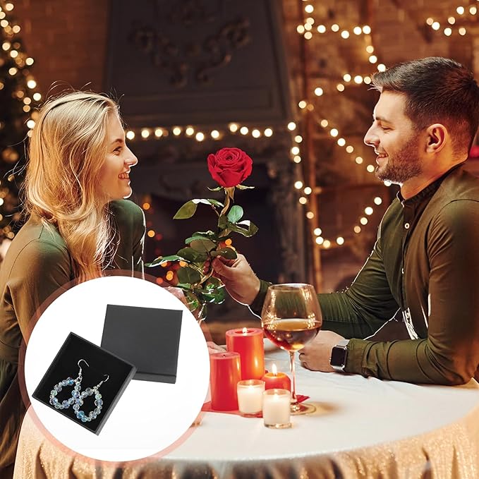 4PCS Small Jewelry Gift Box, 3.15x3.15x0.71 Inch Jewelry Gift Boxes with Lids Cardboard Storage Case Necklace Bracelet Earring Organizer for Valentine's Day Jewelery Gifts Wrapping