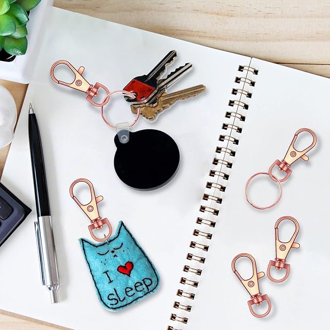 120PCS Premium Swivel Lanyard Snap Hook with Key Rings, Metal Keychain Hooks for Jewelry Making, Crafts (Rose Gold)