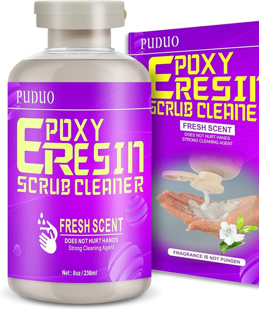 Puduo Resin Cleaner Water Softener, Epoxy Resin Remover, Resin Remover Tools, Cleaner for Epoxy Resin, UV Resin, Resin Molds, 8 OZ Epoxy Hand Scrub Cleaner/Hand Soap (8 OZ)