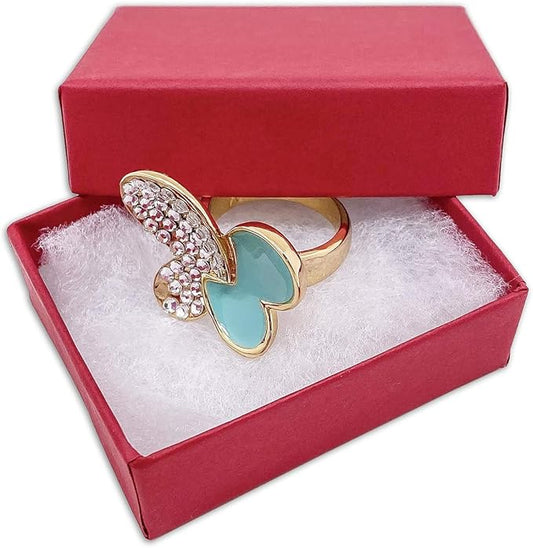 TheDisplayGuys - 25-Pack #10 Cotton Filled Cardboard Paper Jewelry Boxes Gift Case - Matte Red (1.9" x 1.3" x 0.7") - for Shipping or Storage