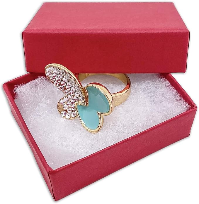 TheDisplayGuys - 100-Pack #11 Cotton Filled Cardboard Paper Jewelry Boxes Gift Case - Matte Red (2.1" x 1.8" x 0.8") - for Shipping or Storage