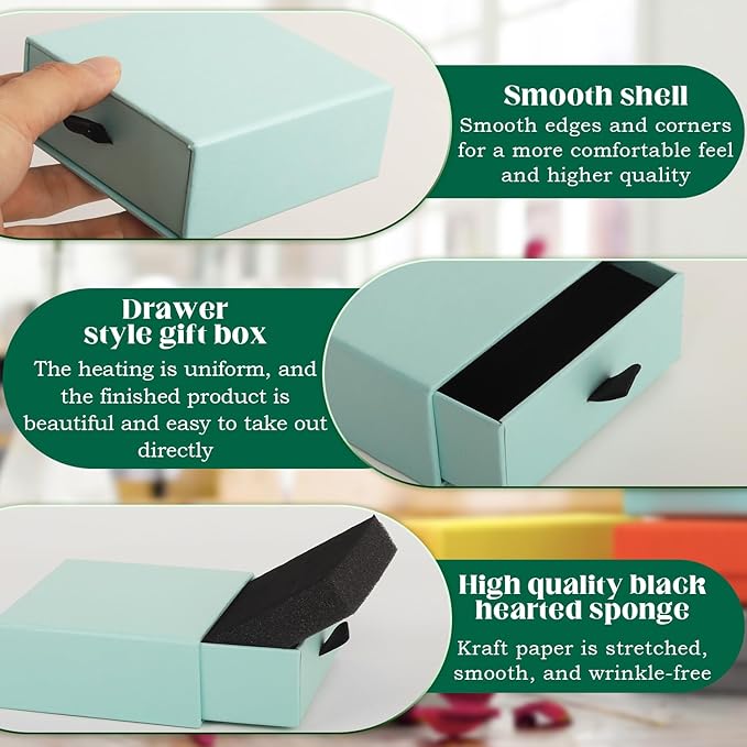 Luxury Velvet-Lined Jewelry Gift Box 12-Pack, Compact Drawer Style Organizer for Earrings & Rings, Elegant Bracelet Display Box, Small Jewelry Storage Box, 3.5x3.5x1.26 Inches (Blue)