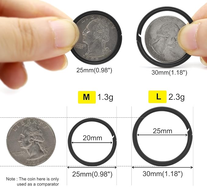 Titanium Key Rings Heavy Duty Side Push Split Key Chain Rings for Key Carabiner Quick Release Keychain Rings