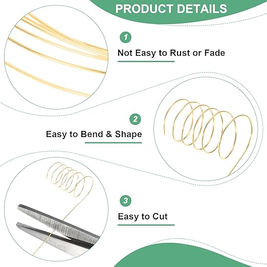 0.3 mm/28 Gauge Copper Wire for Jewelry Making, 49.2FT Copper Beading Craft Wire for Jewelry/Weaving/DIY Crafting/Planting, Color-Retaining [15M, KC-Gold]