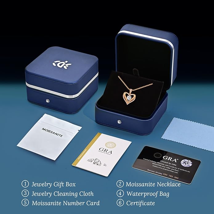 Moissanite Infinity Love Heart Pendant Necklaces for Women, 1-3 Carat 925 Sterling Silver 18K Gold Plated Engraved with"I LOVE YOU', Anniversary Birthday Present Jewelry Christmas Valentines Day Gift for Women Wife Girlfriend Her