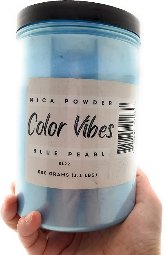 Pearl Mica Powder Pigment Dye - 500 Grams (1.1 lbs) - Best Bulk Price for Fine Arts, Crafting, Painting, Bath Bomb Soap Candle Slime Jewelry Making, Epoxy Resin, Woodworking (Blue BL22)