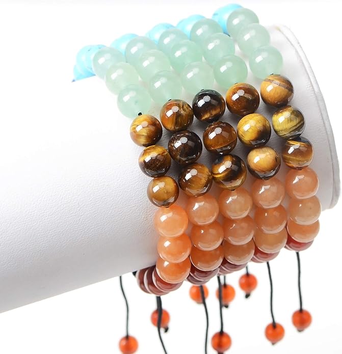 MASSIVE BEADS Natural Healing Power Gemstone Crystal Beads Unisex Adjustable Macrame Bracelets