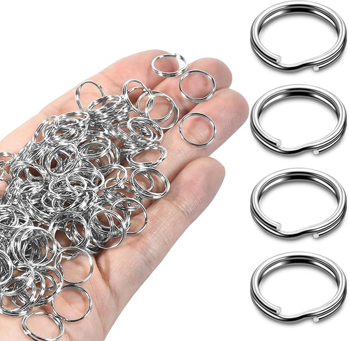 1/2" 300 PCS Silver Small Key Rings, Double Loops Split Rings Jewelry Making Metal Mini Key Ring for Keychian, Pet Collar Tag, Luggage Tag DIY Craft Hardware